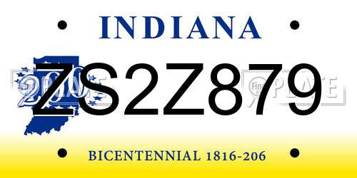 ZS2Z879 Indiana License Plate