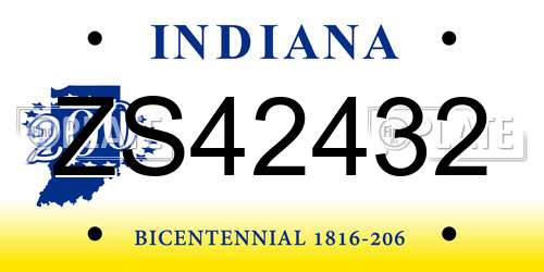 ZS42432 Indiana License Plate