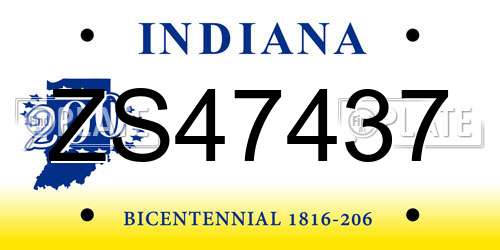 ZS47437 Indiana License Plate
