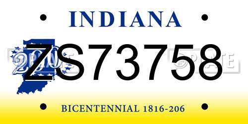 ZS73758 Indiana License Plate