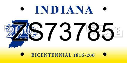 ZS73785 Indiana License Plate