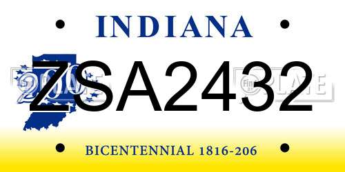 ZSA2432 Indiana License Plate