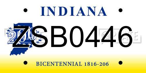 ZSB0446 Indiana License Plate