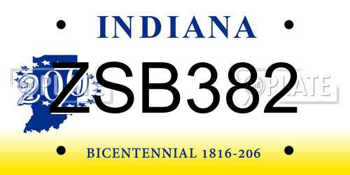 ZSB382 Indiana License Plate