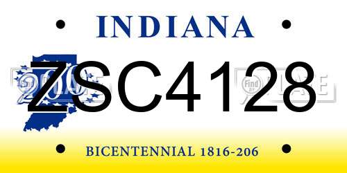 ZSC4128 Indiana License Plate