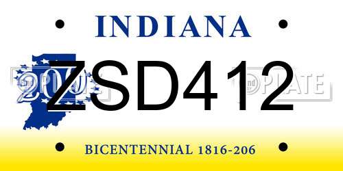 ZSD412 Indiana License Plate