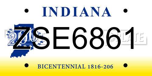 ZSE6861 Indiana License Plate