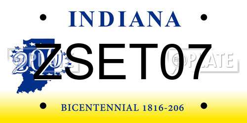ZSET07 Indiana License Plate