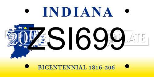 ZSI699 Indiana License Plate