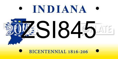 ZSI845 Indiana License Plate