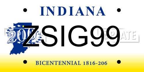 ZSIG99 Indiana License Plate