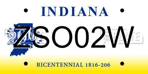 ZSO02W Indiana License Plate