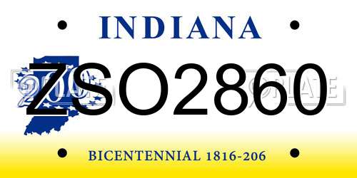 ZSO2860 Indiana License Plate