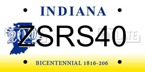 ZSRS40 Indiana License Plate