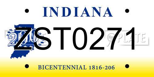 ZST0271 Indiana License Plate