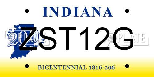 ZST12G Indiana License Plate