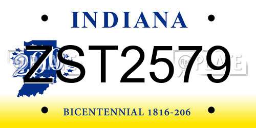 ZST2579 Indiana License Plate