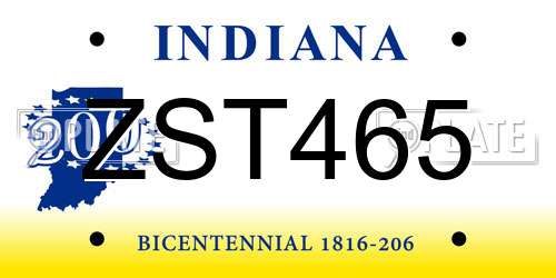 ZST465 Indiana License Plate