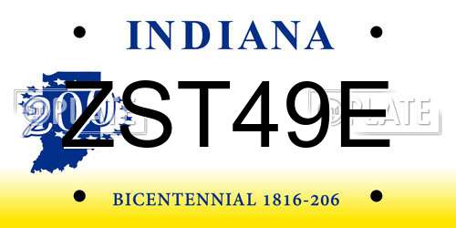 ZST49E Indiana License Plate