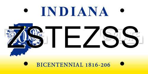 ZSTEZSS Indiana License Plate