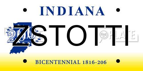 ZSTOTTI Indiana License Plate