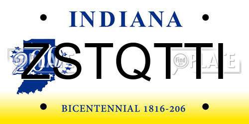ZSTQTTI Indiana License Plate