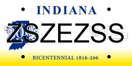 ZSZEZSS Indiana License Plate