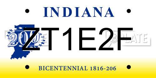 ZT1E2F Indiana License Plate