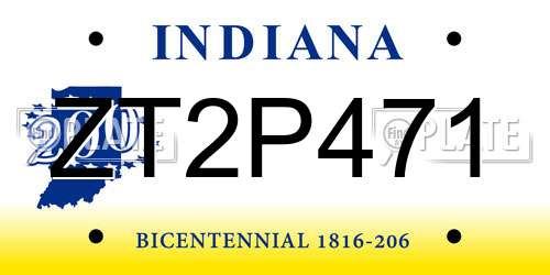ZT2P471 Indiana License Plate