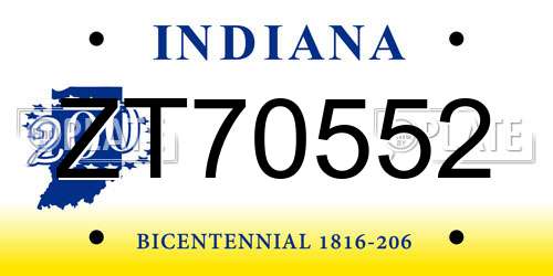 ZT70552 Indiana License Plate