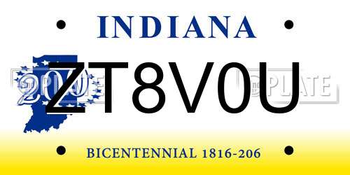 ZT8V0U Indiana License Plate
