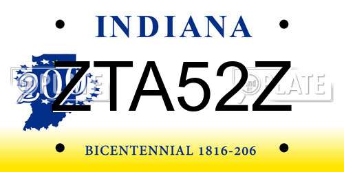 ZTA52Z Indiana License Plate