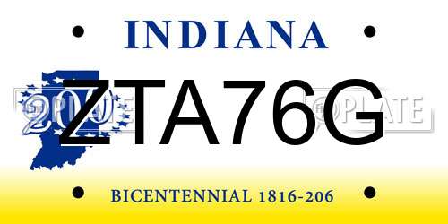 ZTA76G Indiana License Plate