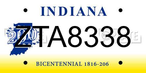 ZTA8338 Indiana License Plate