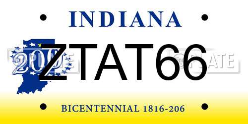 ZTAT66 Indiana License Plate
