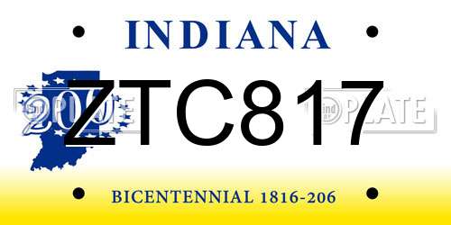 ZTC817 Indiana License Plate