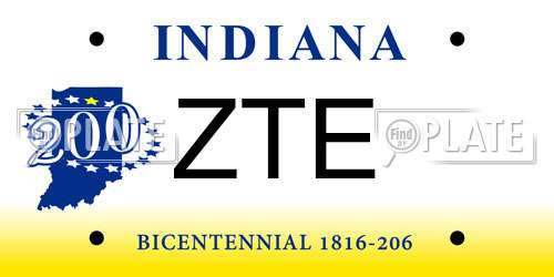 ZTE Indiana License Plate