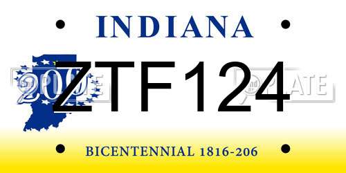 ZTF124 Indiana License Plate