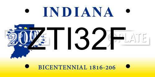 ZTI32F Indiana License Plate