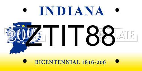 ZTIT88 Indiana License Plate