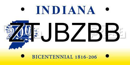 ZTJBZBB Indiana License Plate