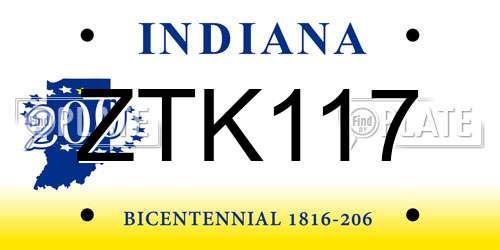 ZTK117 Indiana License Plate