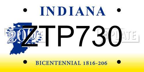 ZTP730 Indiana License Plate