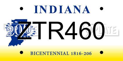 ZTR460 Indiana License Plate
