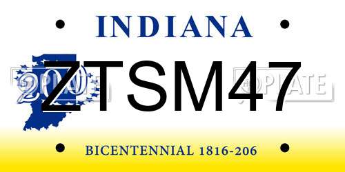 ZTSM47 Indiana License Plate