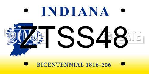 ZTSS48 Indiana License Plate