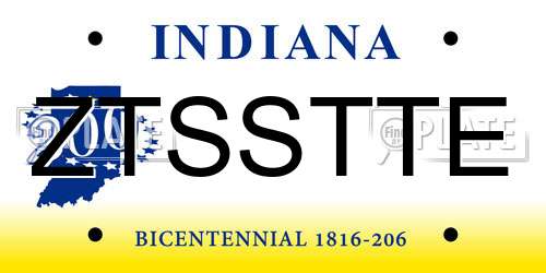 ZTSSTTE Indiana License Plate