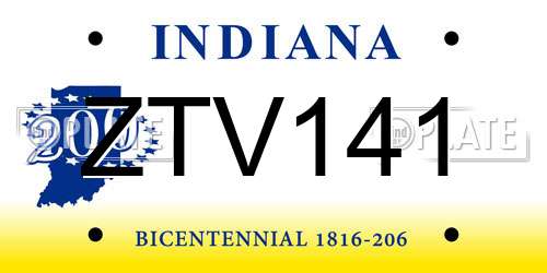 ZTV141 Indiana License Plate