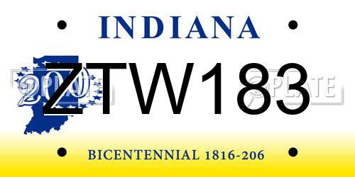 ZTW183 Indiana License Plate