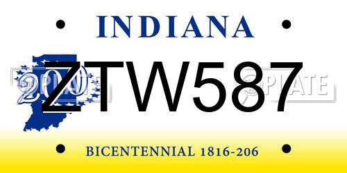 ZTW587 Indiana License Plate